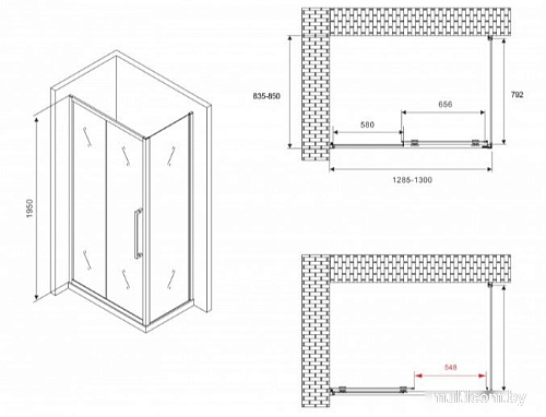 Душевой уголок Abber Schwarzer Diamant AG30130BH-S85B