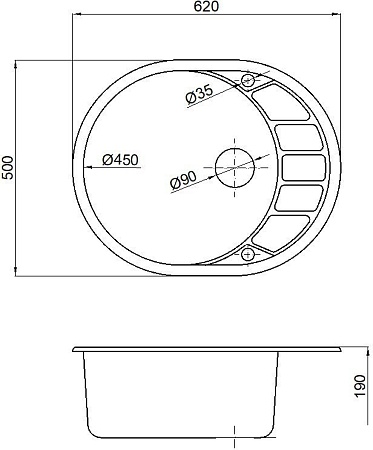 Кухонная мойка Marblan Ovata R (черный)