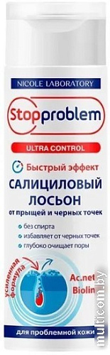 Nicole Laboratory Stopproblem Лосьон для лица Ultra Control салициловый от прыщей и черных точек (200 мл)