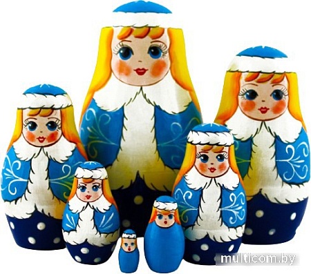 Развивающая игра Брестская Матрешка Новогодние матрешки для детей в виде снегурочки (набор 7 шт)