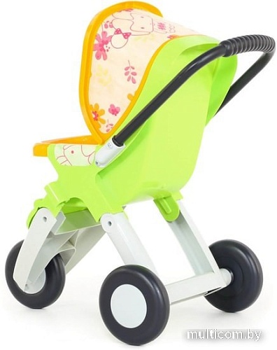Коляска для кукол Полесье прогулочная 3-х колесная №2 48141 (белый/зеленый/оранжевый)