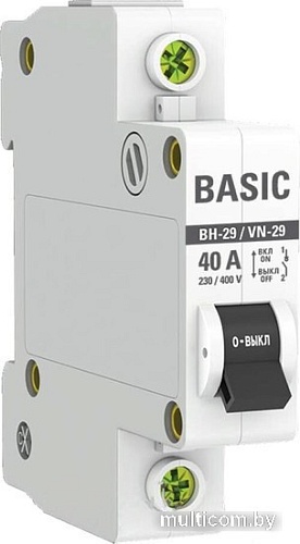 Выключатель нагрузки EKF Basic 1P 40А ВН-29 SL29-1-40-bas