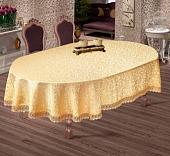 Скатерть DO&CO c гипюром 160x220 8525 (овал, золотой)