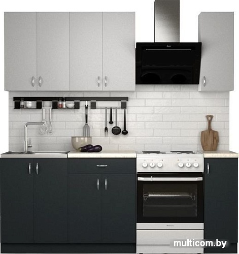 Готовая кухня S-Company Клео лайт 1.5 (антрацит/стальной серый)