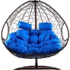 Подвесное кресло M-Group Для двоих 11450210 (коричневый ротанг/синяя подушка)