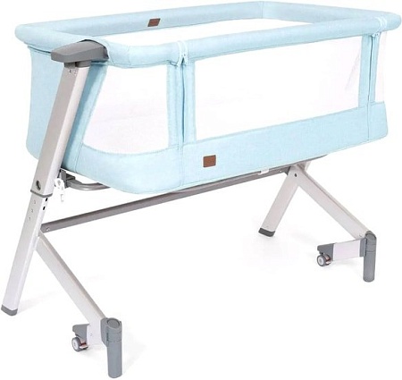 Приставная детская кроватка Nuovita Accanto Dalia (светло-голубой/серебристый)