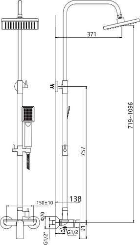Душевая система Lauter Rain 21CK505С-S2124