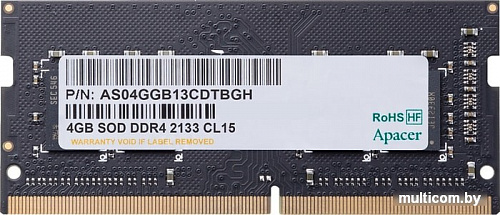 Оперативная память Apacer 4GB DDR4 SODIMM PC4-17000 AS04GGB13CDTBGH