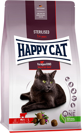 Сухой корм для кошек Happy Cat Sterilised Voralpen-Rind Баварская говядина 1.3 кг