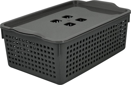 Корзина Мультидом Лофт 643 108 (серый, с крышкой)