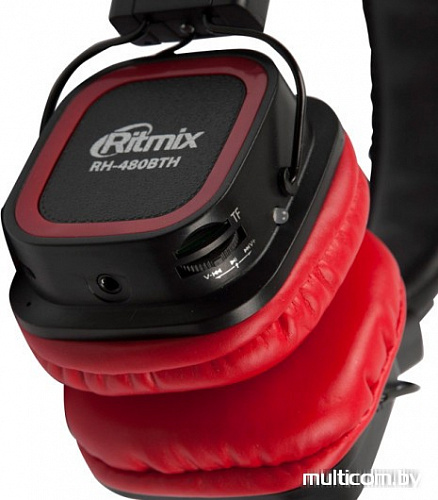 Наушники Ritmix RH-480BTH (черный/красный)