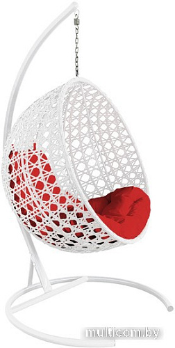 Подвесное кресло M-Group Круг Люкс 11060106 (белый ротанг/красная подушка)