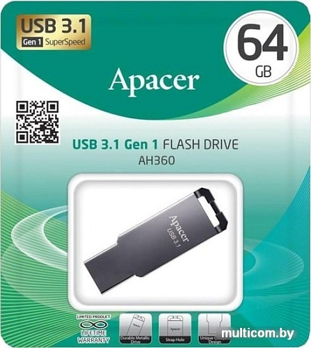 USB Flash Apacer AH360 64GB (черный)