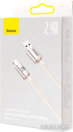 Кабель Baseus Crystal Shine USB Type-A - Lightning (2 м, розовый)