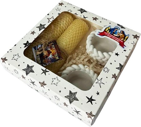 Подарочный набор Вендитио Ozarich Звезда Рождественский с 2-мя свечами и подсвечниками (белый)