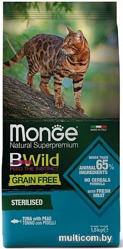 Сухой корм для кошек Monge Bwild Tonno Sterilised 1.5 кг