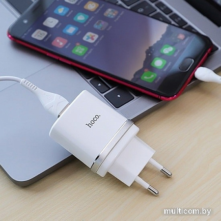 Сетевое зарядное Hoco C12Q Smart (белый)