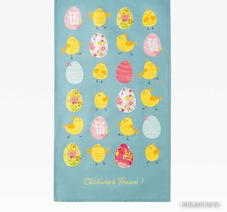 Полотенце Этель Пасхальные цыплята 4778284 (бирюзовый/желтый)