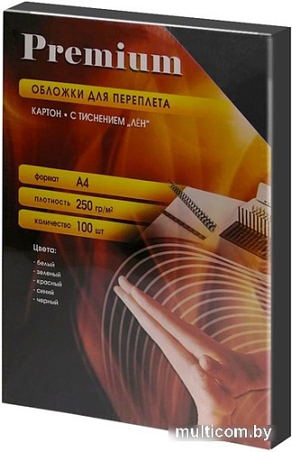 Картонная обложка для переплета Office-Kit LBCA400250 A4 250 г/м2 100 шт (лен, черный)