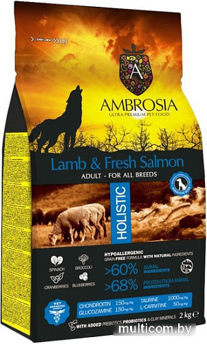 Сухой корм для собак Ambrosia Adult All Breeds Lamb & Fresh Salmon (для всех пород с ягненком и лососем) 2 кг