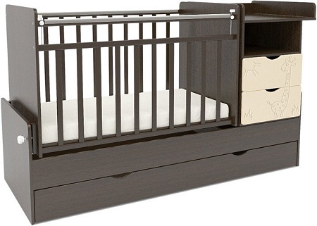 Детская кроватка СКВ-Компани СКВ-5 Жираф (венге/бежевый) [550038-9]