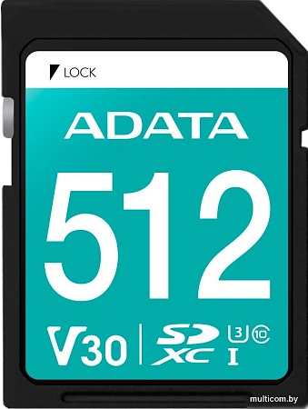 Карта памяти ADATA Premier Pro SDXC 512GB ASDX512GUI3V30S-R