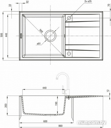 Кухонная мойка Deante Eridan ZQE A113 (алебастровый)