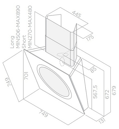 Каминная вытяжка Elica LOOP WH/F/75 WHITE