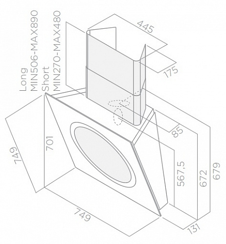 Каминная вытяжка Elica LOOP WH/F/75 WHITE