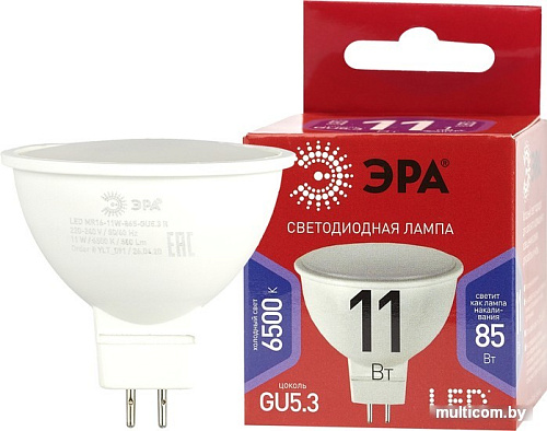 Светодиодная лампочка ЭРА LED MR16-11W-865-GU5.3 R