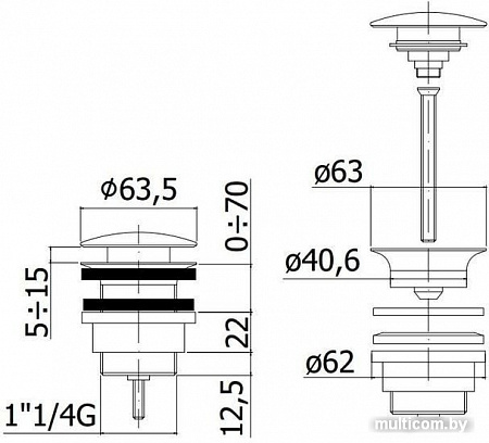 Донный клапан Paffoni Light ZSCA050NO