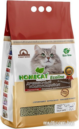Наполнитель для туалета Homecat Ecoline Древесный в гранулах 83172 (18 л)