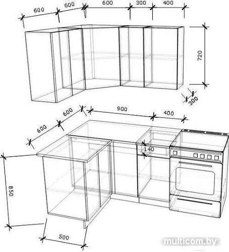 Угловая кухня Хоум Лайн Агата 1200х1300 угловой (виола/ваниль)