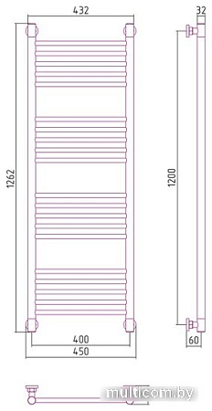 Полотенцесушитель Сунержа Богема+ прямая 1200х400 30-0220-1240