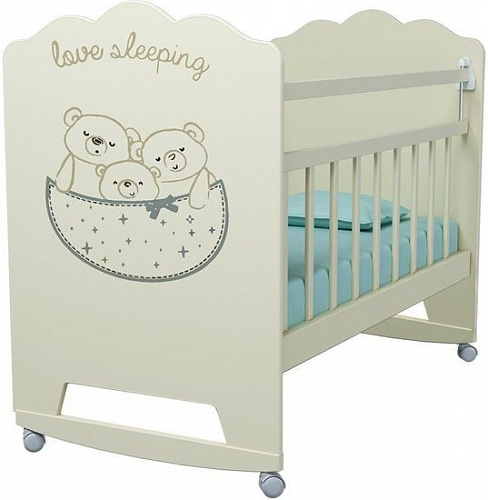Классическая детская кроватка VDK Love Sleeping колесо-качалка (слоновая кость)