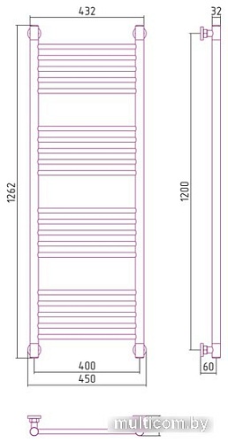 Полотенцесушитель Сунержа Богема+ прямая 1200х400 30-0220-1240