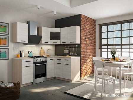 Готовая кухня Genesis Мебель Алиса Loft №2 1.4x1.4 (дуб сонома/сосна белый)