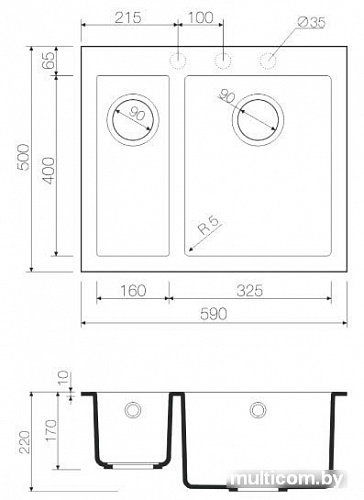 Кухонная мойка Omoikiri Bosen 59-2-DC [4993223]