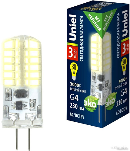 Светодиодная лампочка Uniel LED-JC-12/3W/3000K/G4/CL SIZ05TR UL-00010366