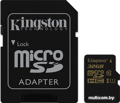 Карта памяти Kingston microSDHC UHS-I (Class 10) 32GB + SD адаптер (SDCA10/32GB)
