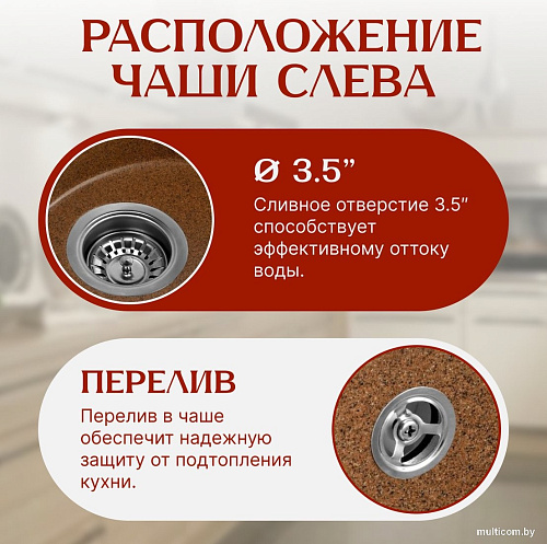 Кухонная мойка Saniteco Pura (терракот)