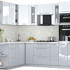 Готовая кухня Интерлиния Мила Пластик 1.88x2.4 LV (белый глянец/туманный глянец/опал светлый)