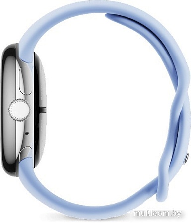Умные часы Google Pixel Watch 2 LTE (глянцевый серебристый/залив, спортивный силиконовый ремешок)