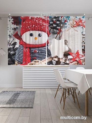 Комплект штор JoyArty Снеговик ручной работы Oxford 1.45x1.8 м pox_380837 (2 шт)