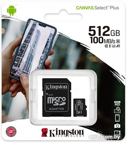 Карта памяти Kingston Canvas Select Plus microSDXC 512GB (с адаптером)