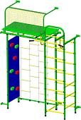 Детский спортивный комплекс Пионер 10ЛМ со скалодромом (зеленый/желтый)