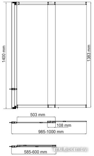 Стеклянная шторка для ванны Wasserkraft Main 41S02-100 WasserSchutz