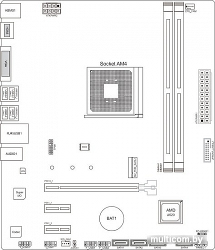 Материнская плата BIOSTAR A520MH Ver. 6.1