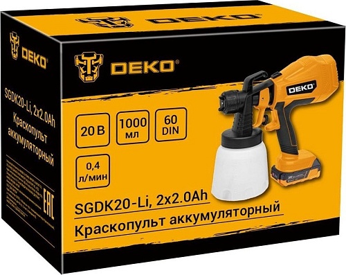 Краскораспылитель Deko SGDK20-Li 086-1020 (с 2-мя АКБ)