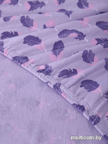 Постельное белье Luxsonia Трикотаж на резинке 90x200 3366 (перышки серый)